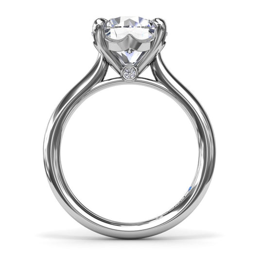 Hidden Accent Natural Diamond Semi-Mount Engagement Ring in 14 Karat White with 2 Round Diamonds, totaling 0.02ctw