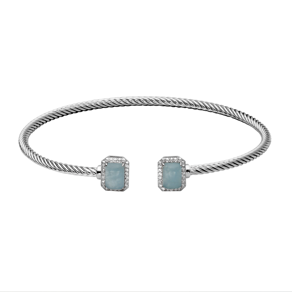 Sterling silver bracelet with aquamarine gemstones.