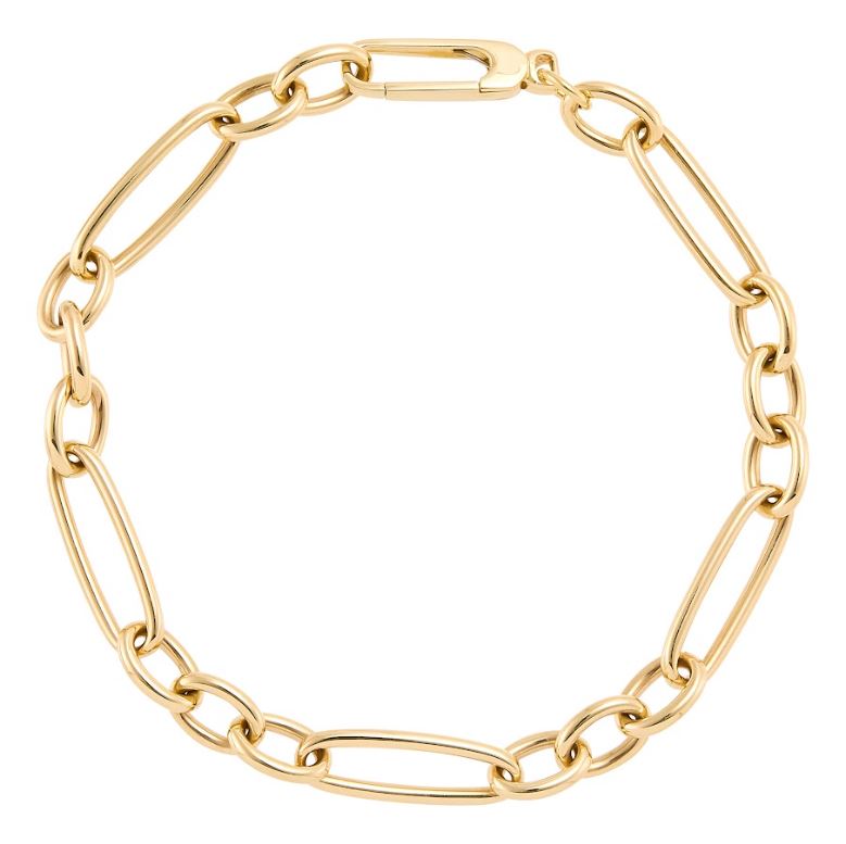 14K yellow gold link bracelet, polished finish.