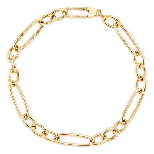 14K yellow gold link bracelet, polished finish.