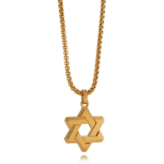 Star of David Necklace (No Stones) in Stainless Steel Yellow