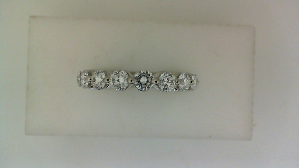 Lab-grown diamond band, white gold, round stones.
