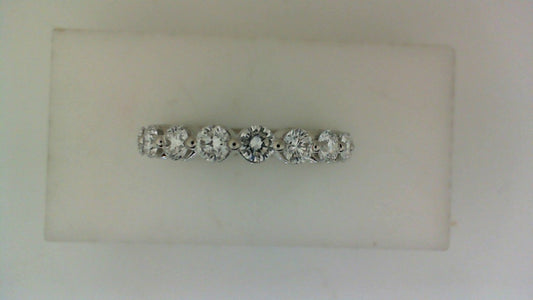 Lab-grown diamond band, white gold, round stones.