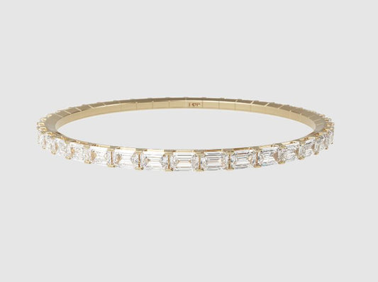 Sterling silver bracelet with emerald-cut zirconium.