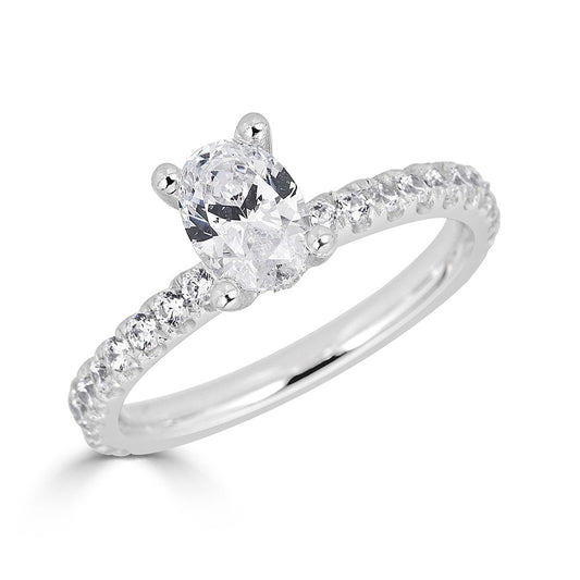 Hidden Accent Lab-Grown Diamond Semi-Mount Engagement Ring in 14 Karat White with 44 Round Lab Grown Diamonds, totaling 0.53ctw