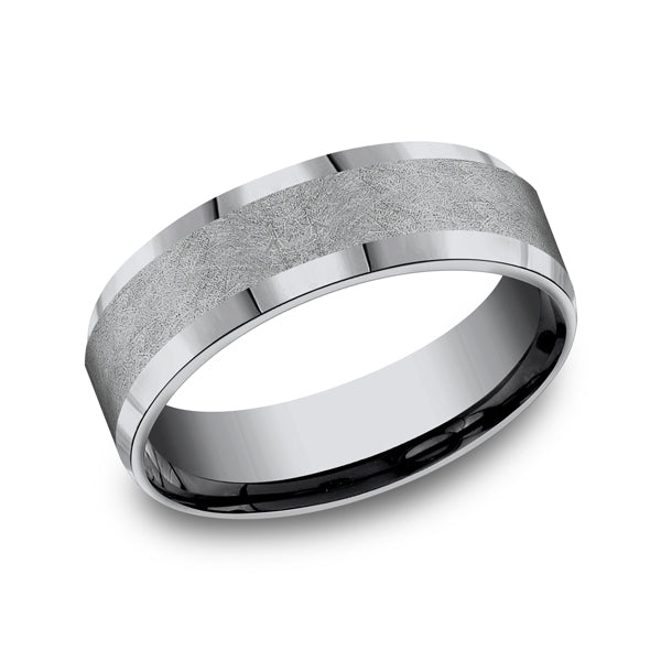 Tantalum grey carved band, matte finish.