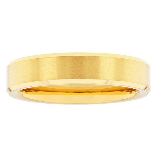 Tungsten carbide yellow carved band, polished finish.