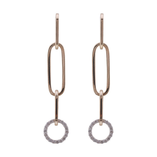 Drop Color Gemstone Earrings in 14 Karat Yellow Gold with 40 Round Diamonds 0.72ctw