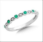 Precious Color Collection Color Gemstone Band in 14 Karat White with 6 Round Emeralds