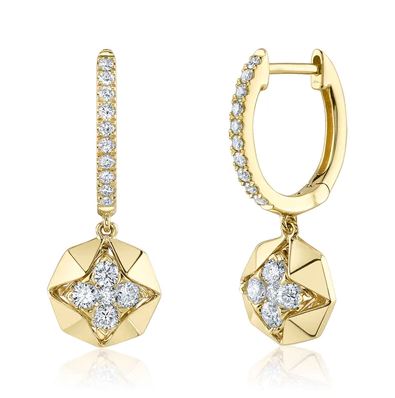 Dangle Natural Diamond Earrings in 14 Karat Yellow with 0.44ctw Round Diamond