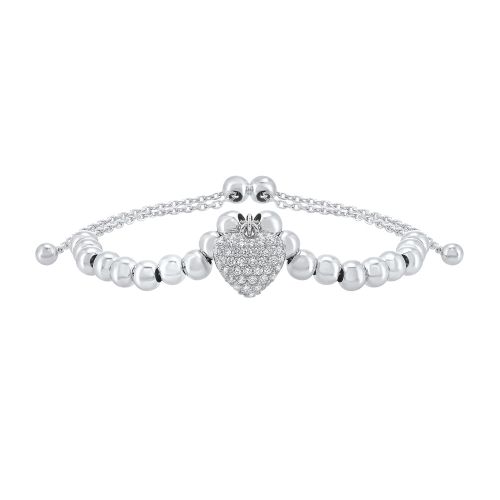 Bolo Simulated Diamond Bracelet in Sterling Silver