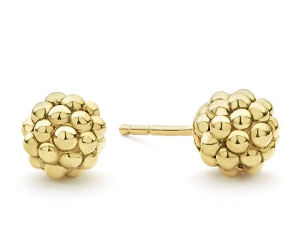 Caviar Gold Collection Stud Earrings (No Stones) in 18 Karat Yellow