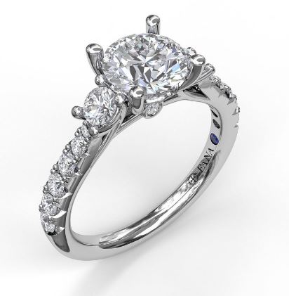 3-Stone Diamond Accent Mined Diamond Engagement Ring in 14 Karat White with 0.54ctw G/H SI1 Round Diamonds