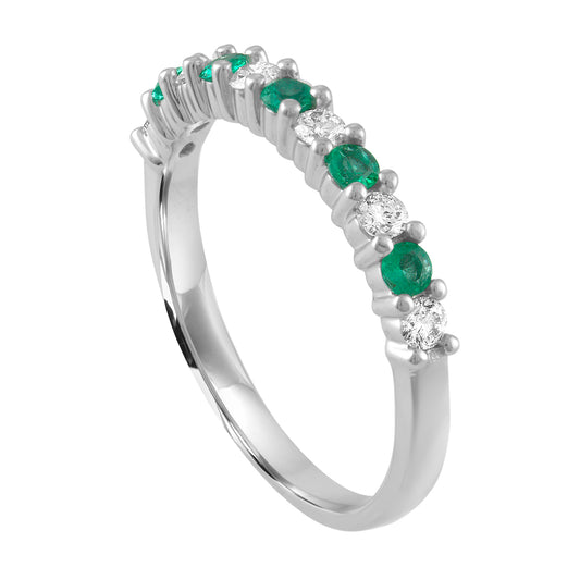 ReMARKable Designs Precious Color Collection Emerald Band in 14 Karat White Gold with 5 Round Emeralds 0.23ctw