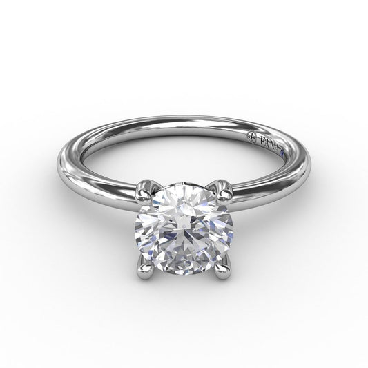 FANA Solitaire Semi-Mount Engagement Ring in 14 Karat White with 0.02ctw Round Diamonds