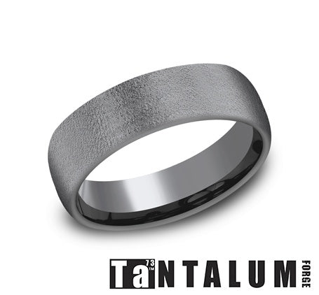 Dark grey tantalum band, textured wire brush finish.