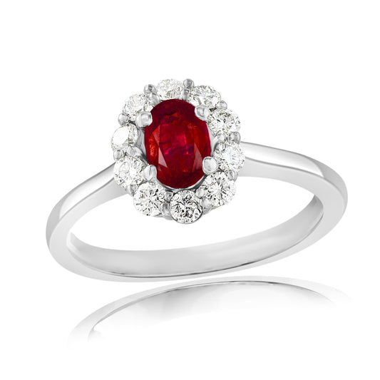 ReMARKable Designs Oval Ruby Color Gemstone Ring in 18 Karat White Gold with 0.52ctw Ruby