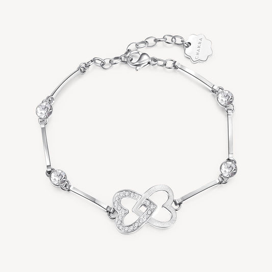 Stainless steel heart bracelet, minimalist design.