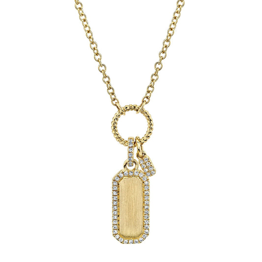 Diamond-accented gold pendant necklace.