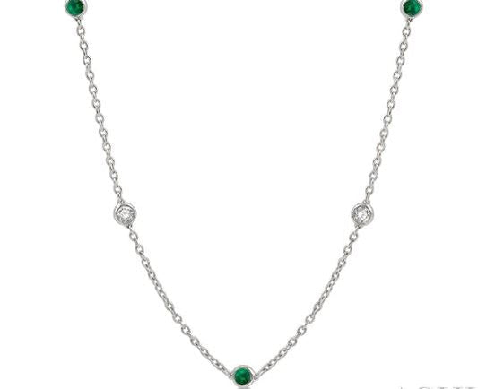 14K white necklace with sapphires, diamonds.