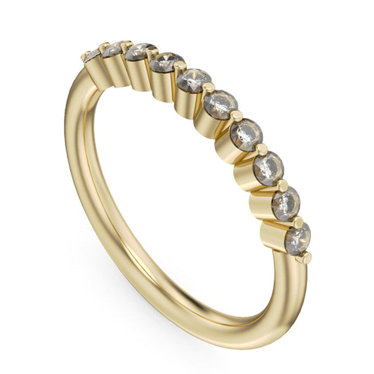 14K Yellow Gold Wedding Band with Round Diamonds
