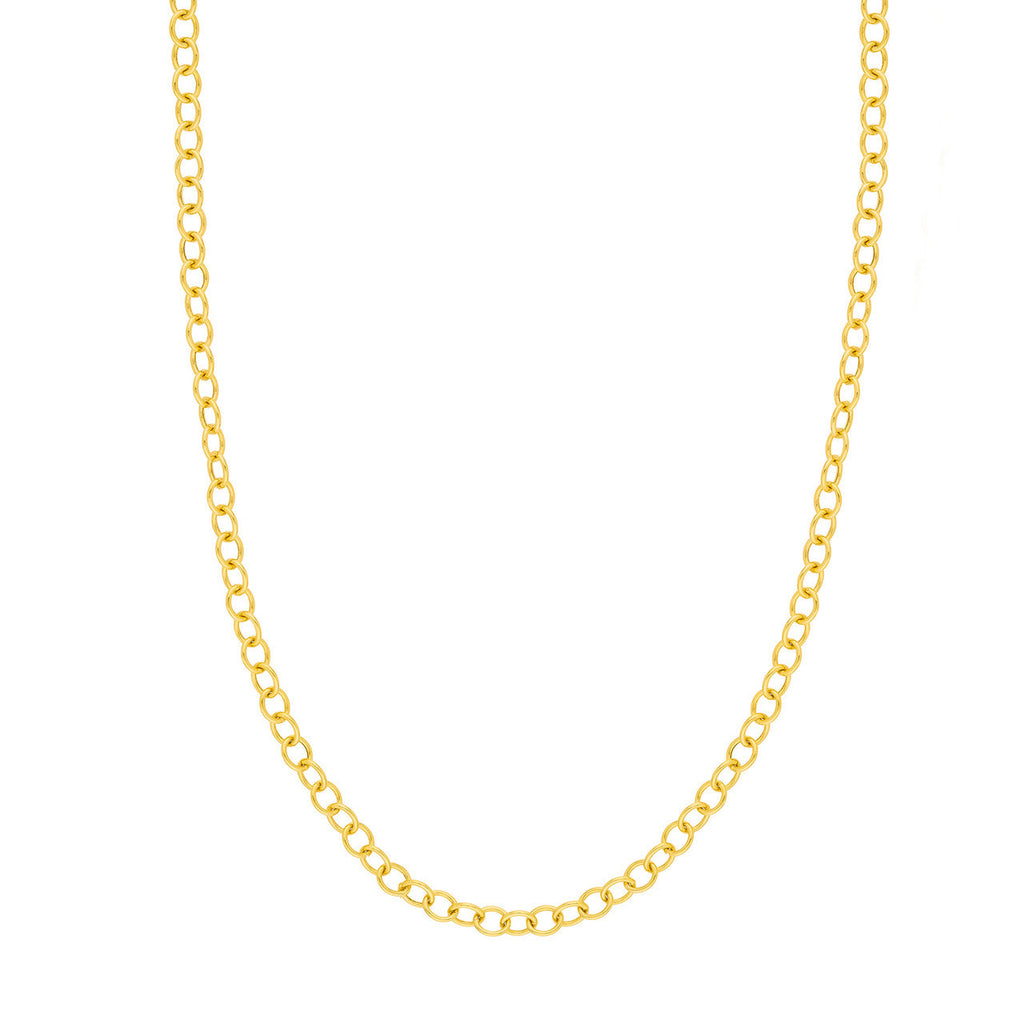 14K yellow gold open link chain necklace.