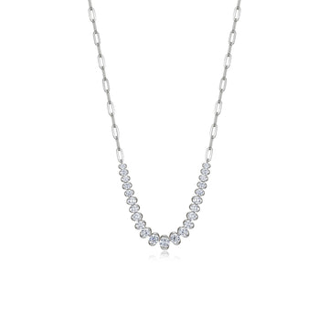 Simulated diamond necklace with paperclip chain.