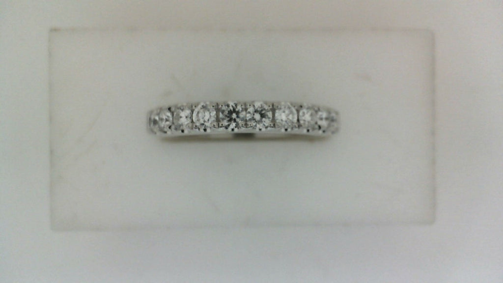 White gold band with ten round diamonds.