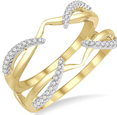 Yellow gold band with diamond accents.