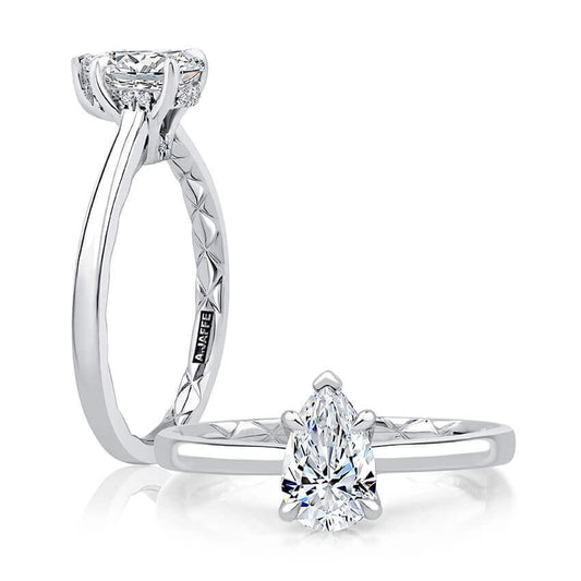 14K white gold ring with round diamonds.