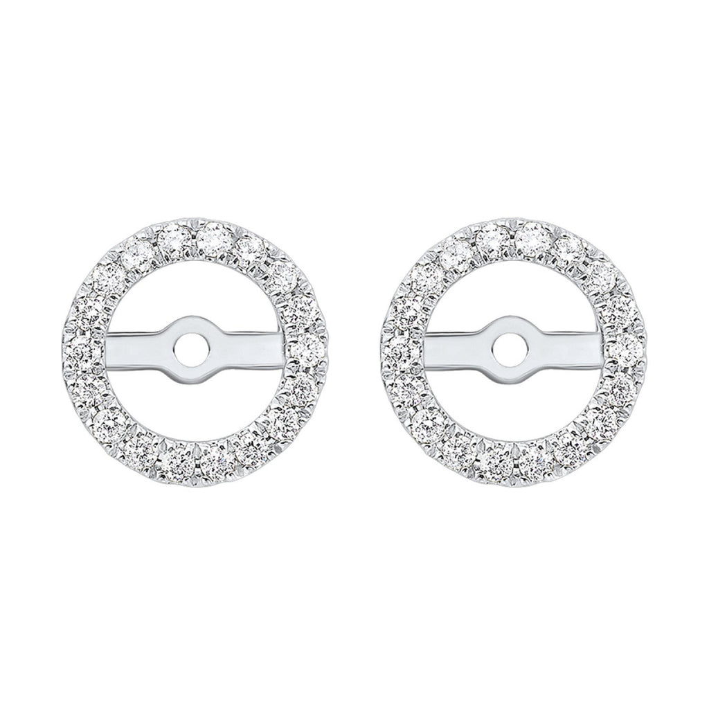 14K white gold diamond circle earrings