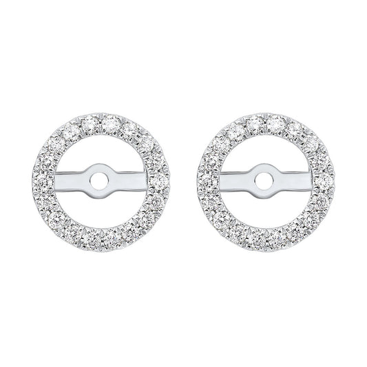 14K white gold diamond circle earrings