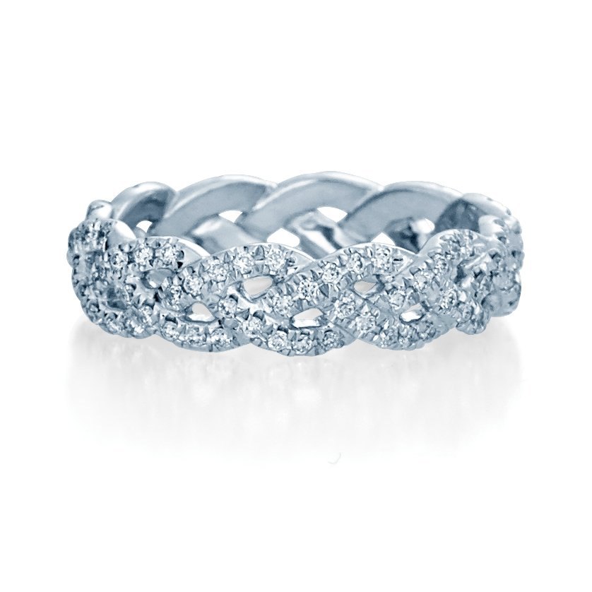 Braided diamond eternity band, white gold.