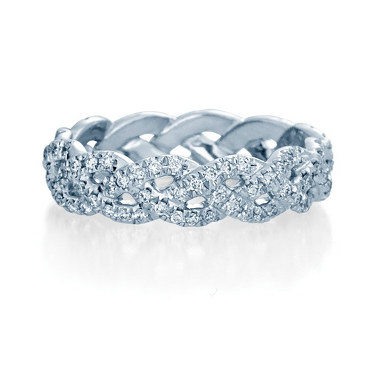 Braided diamond eternity band, white gold.
