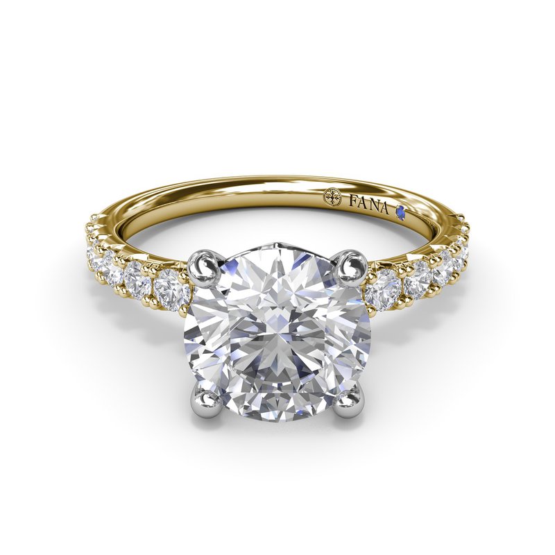 14K white-yellow gold diamond engagement ring.