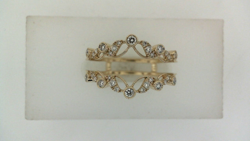 14K gold band with round diamonds.