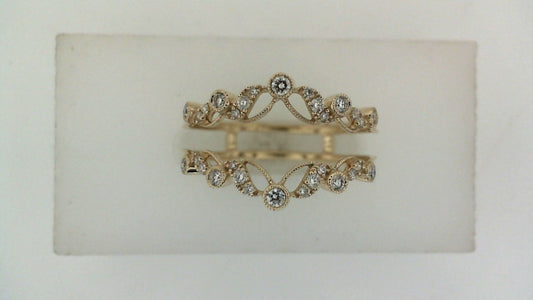 14K gold band with round diamonds.