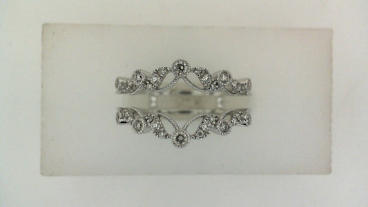 14K white gold band with intricate diamond design.