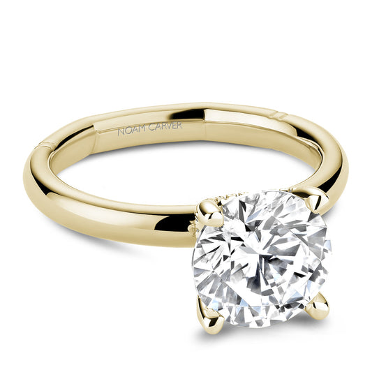 14K yellow gold ring with round diamond.