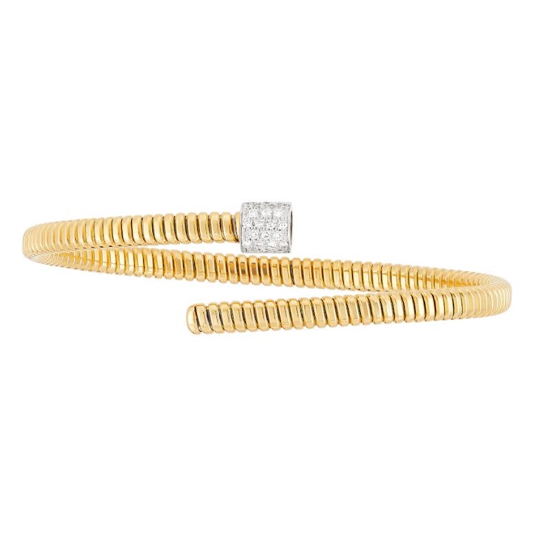 14k yellow gold bracelet with diamond accents.