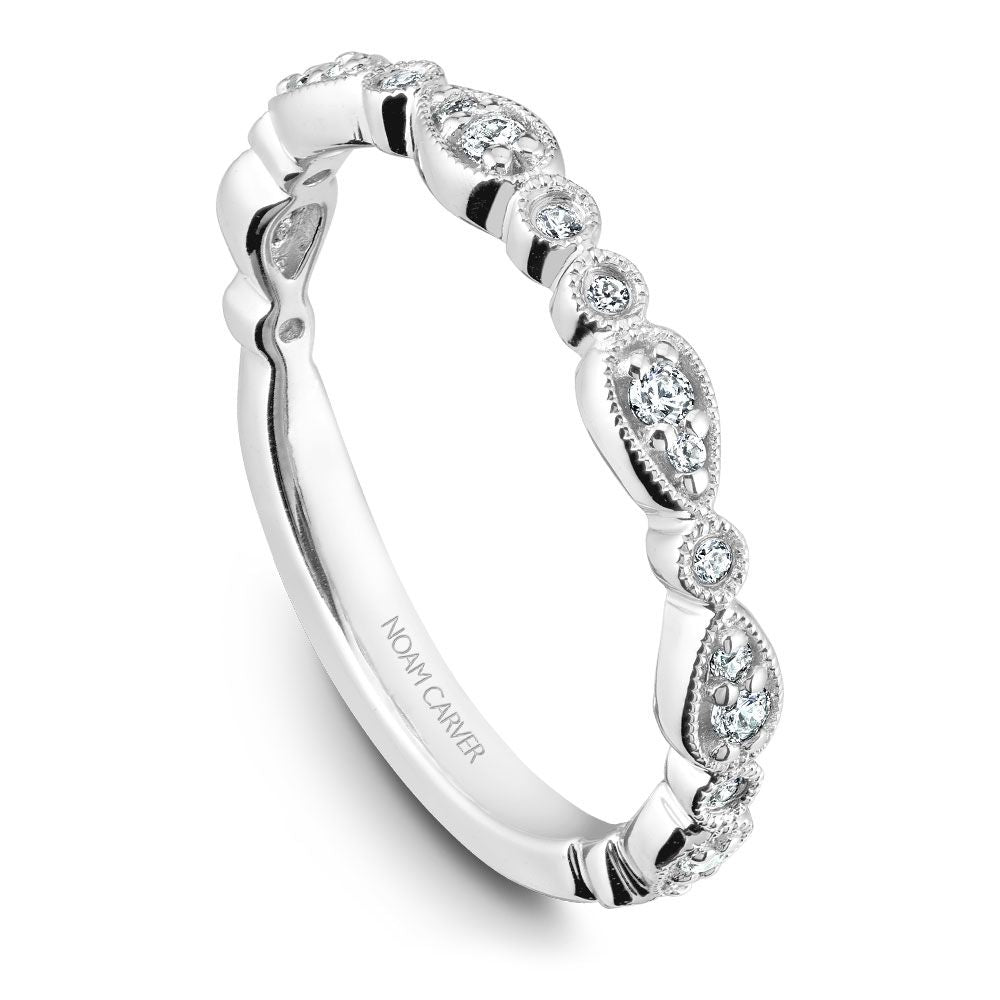 Ladies Diamond Accent Band in 14 Karat White Gold,