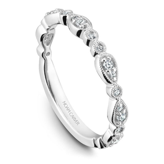 Ladies Diamond Accent Band in 14 Karat White Gold,