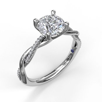 14K white gold diamond semi-mount ring.