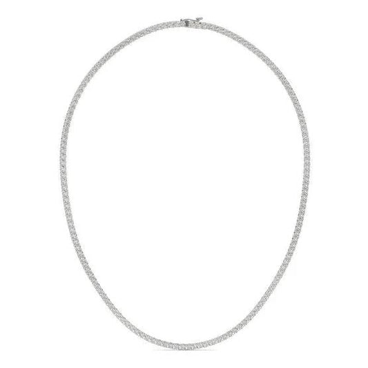 14K white gold diamond tennis necklace.