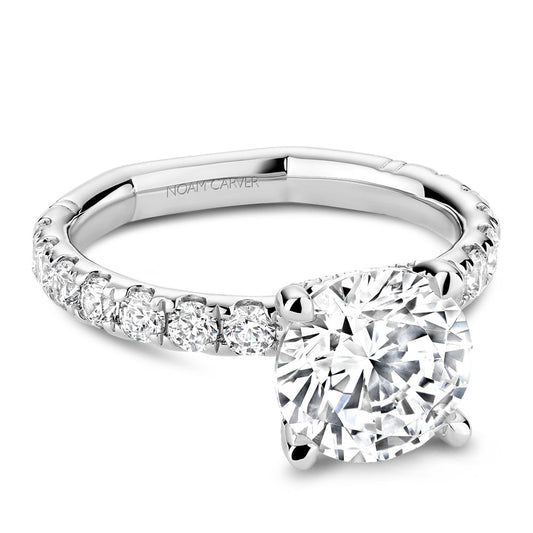 14K white gold diamond semi-mount ring.