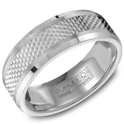Tungsten carbide grey band, carved design, 8MM.