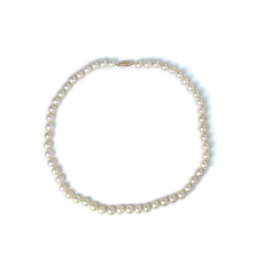 ReMARKable Estate Color Gemstone Necklace in 14 Karat Yellow Gold with 53 Round Cream Pearls