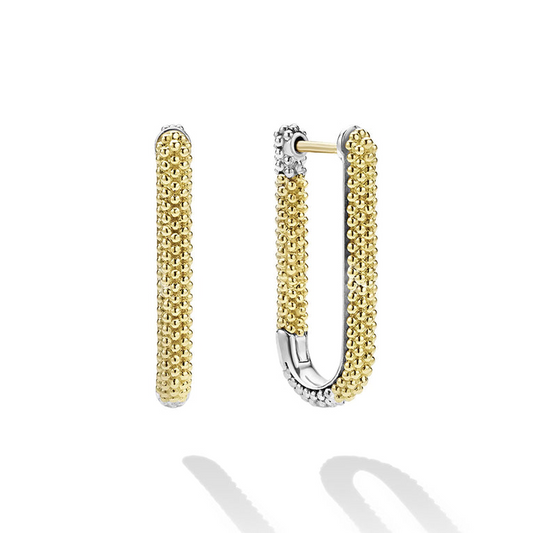 LAGOS Caviar Lux Collection Small Hoop Earrings (No Stones) in Sterling Silver 18 Karat White Yellow