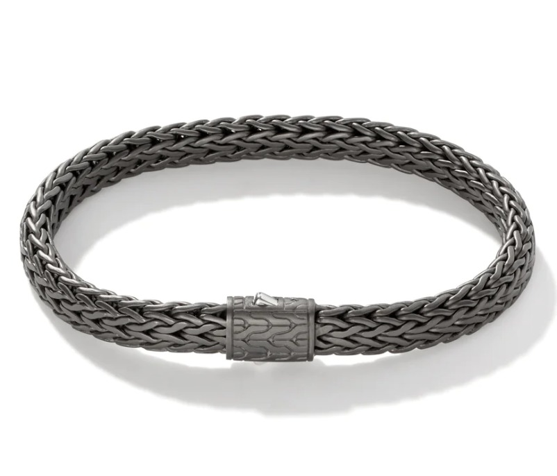 Sterling silver grey fancy link bracelet.
