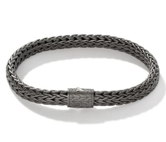 Sterling silver grey fancy link bracelet.